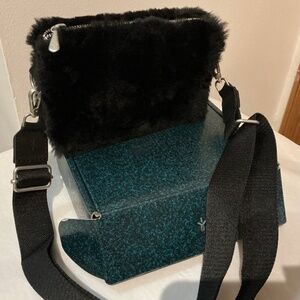 EMU Australia black sheepskin crossbody small bag